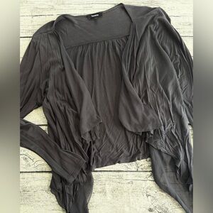 Express brand asymmetrical open front light cardigan. Dark gray, size L